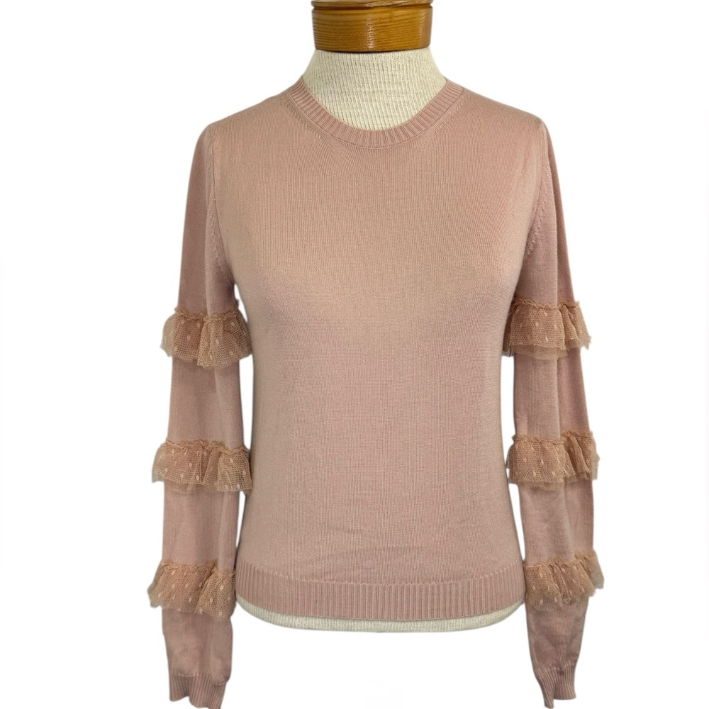 RED Valentino S Virgin Wool Scoop Neck Sweater Coquette Romantic Boho Revival